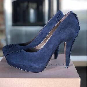 ROSEGOLD Platform Heels Stiletto Size 8.5 Blue Suede Party Date Night Coquette